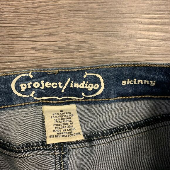 Project Indigo Skinny Jeans Women's Size 2 Distressed Mid Rise Stretch Blue Pant - Picture 7 of 9